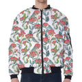 Watercolor Bouvardia Print Zip Sleeve Bomber Jacket