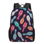 Watercolor Bowling Pins Pattern Print 17 Inch Backpack