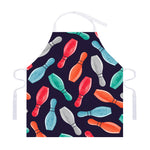 Watercolor Bowling Pins Pattern Print Adjustable Apron