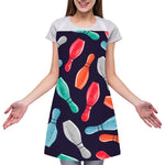 Watercolor Bowling Pins Pattern Print Adjustable Apron