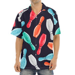 Watercolor Bowling Pins Pattern Print Aloha Shirt