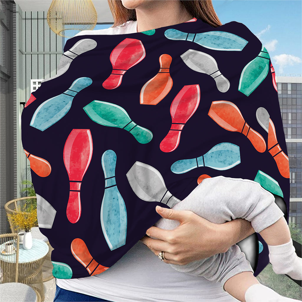Watercolor Bowling Pins Pattern Print Baby Seat Cover