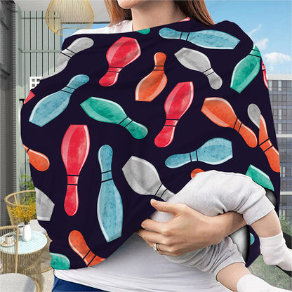 Watercolor Bowling Pins Pattern Print Baby Seat Cover