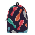 Watercolor Bowling Pins Pattern Print Backpack