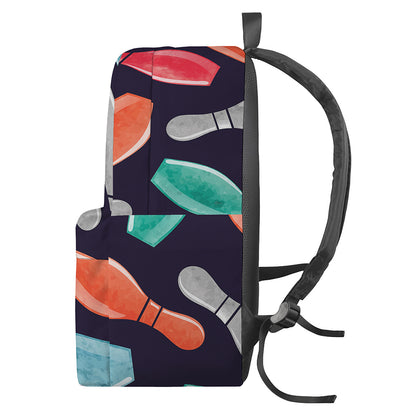 Watercolor Bowling Pins Pattern Print Backpack