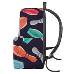 Watercolor Bowling Pins Pattern Print Backpack