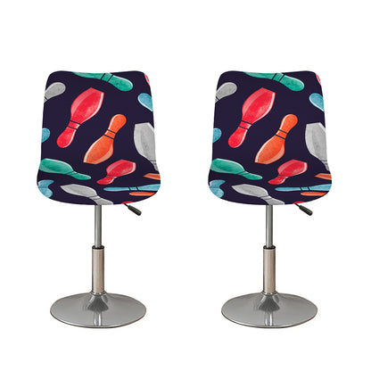 Watercolor Bowling Pins Pattern Print Bar Stool Covers