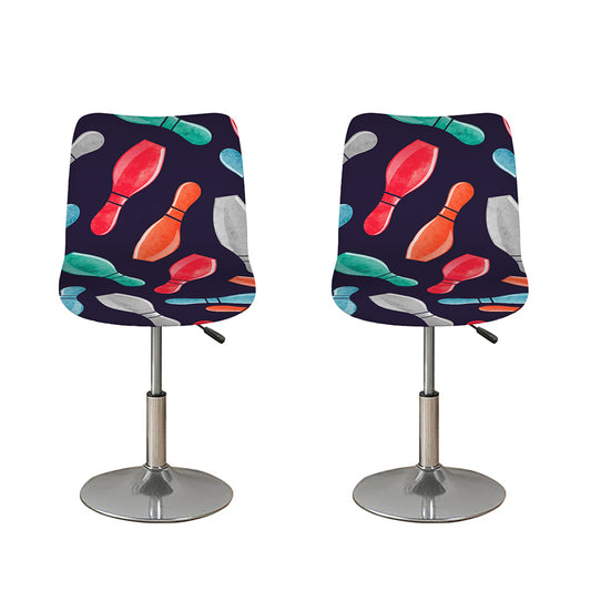 Watercolor Bowling Pins Pattern Print Bar Stool Covers