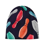 Watercolor Bowling Pins Pattern Print Beanie