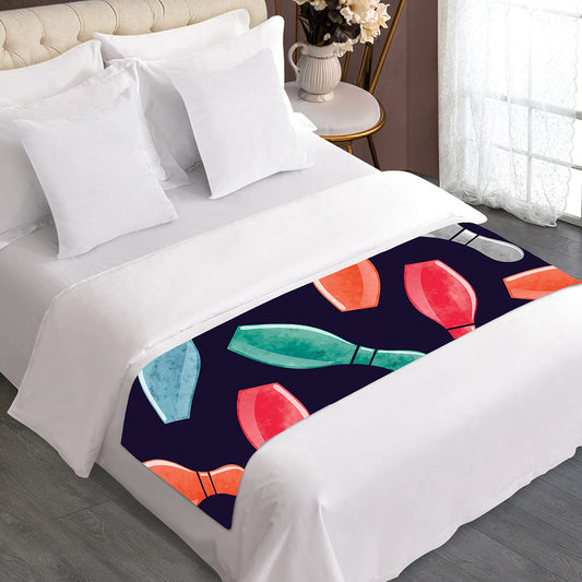 Watercolor Bowling Pins Pattern Print Bed Runner