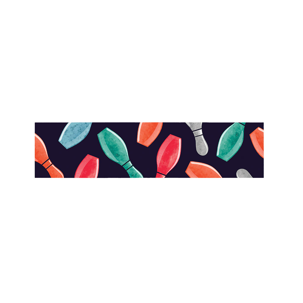 Watercolor Bowling Pins Pattern Print Bed Runner