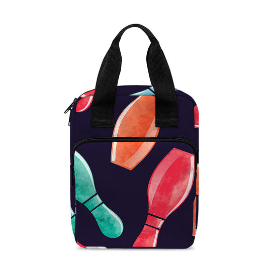 Watercolor Bowling Pins Pattern Print Bible Tote Bag