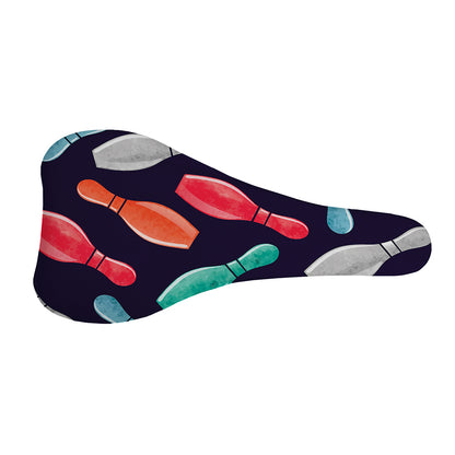 Watercolor Bowling Pins Pattern Print Bicycle Seat Cover