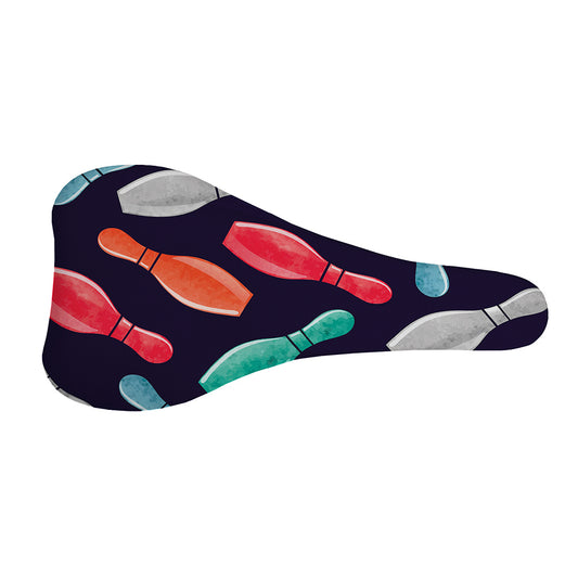 Watercolor Bowling Pins Pattern Print Bicycle Seat Cover