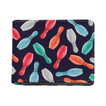 Watercolor Bowling Pins Pattern Print Bifold Wallet