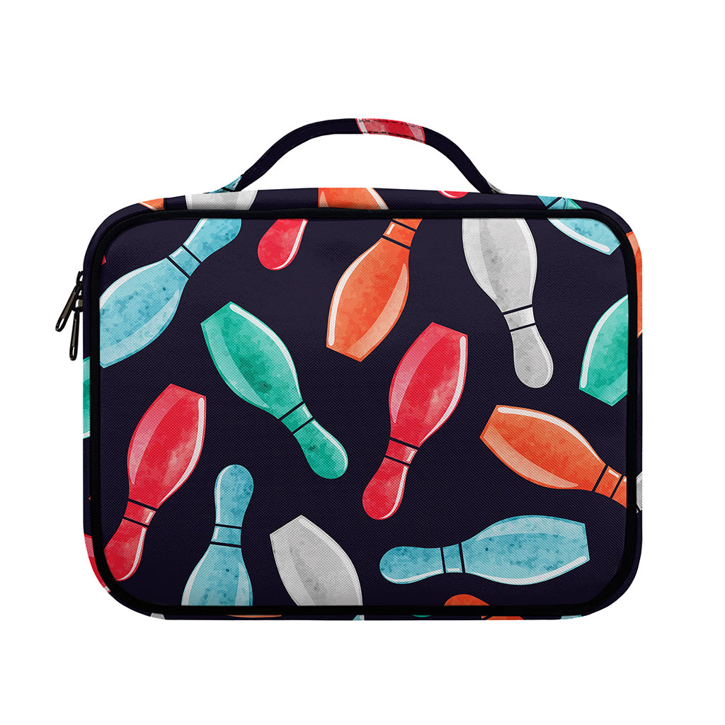Watercolor Bowling Pins Pattern Print Briefcase Bible Bag