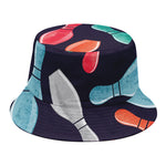 Watercolor Bowling Pins Pattern Print Bucket Hat