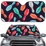 Watercolor Bowling Pins Pattern Print Car Windshield Sun Shade