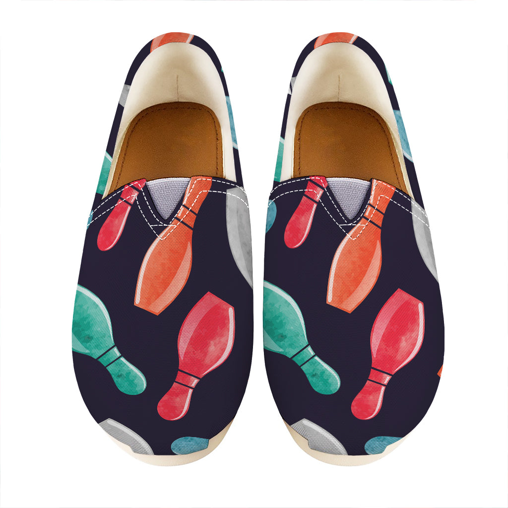 Watercolor Bowling Pins Pattern Print Casual Shoes