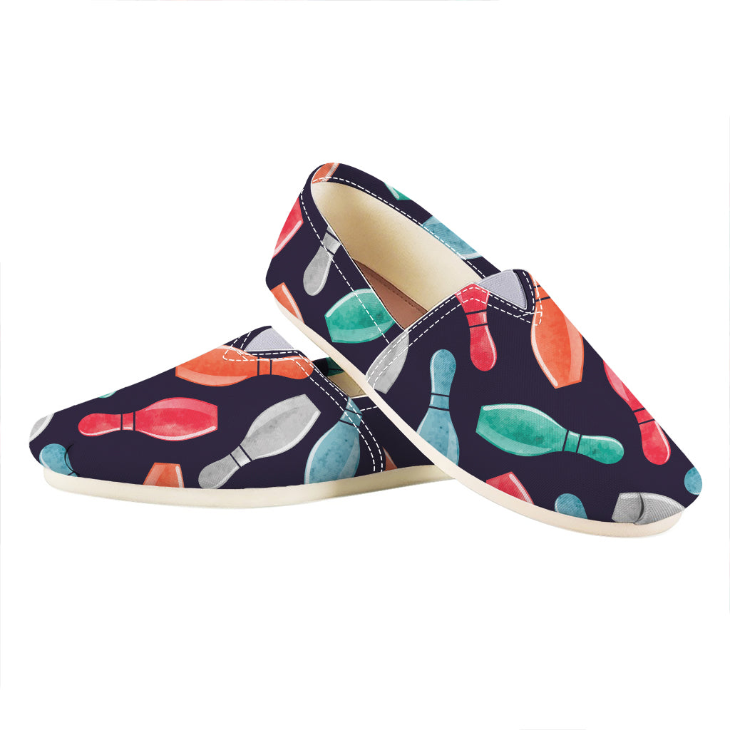 Watercolor Bowling Pins Pattern Print Casual Shoes
