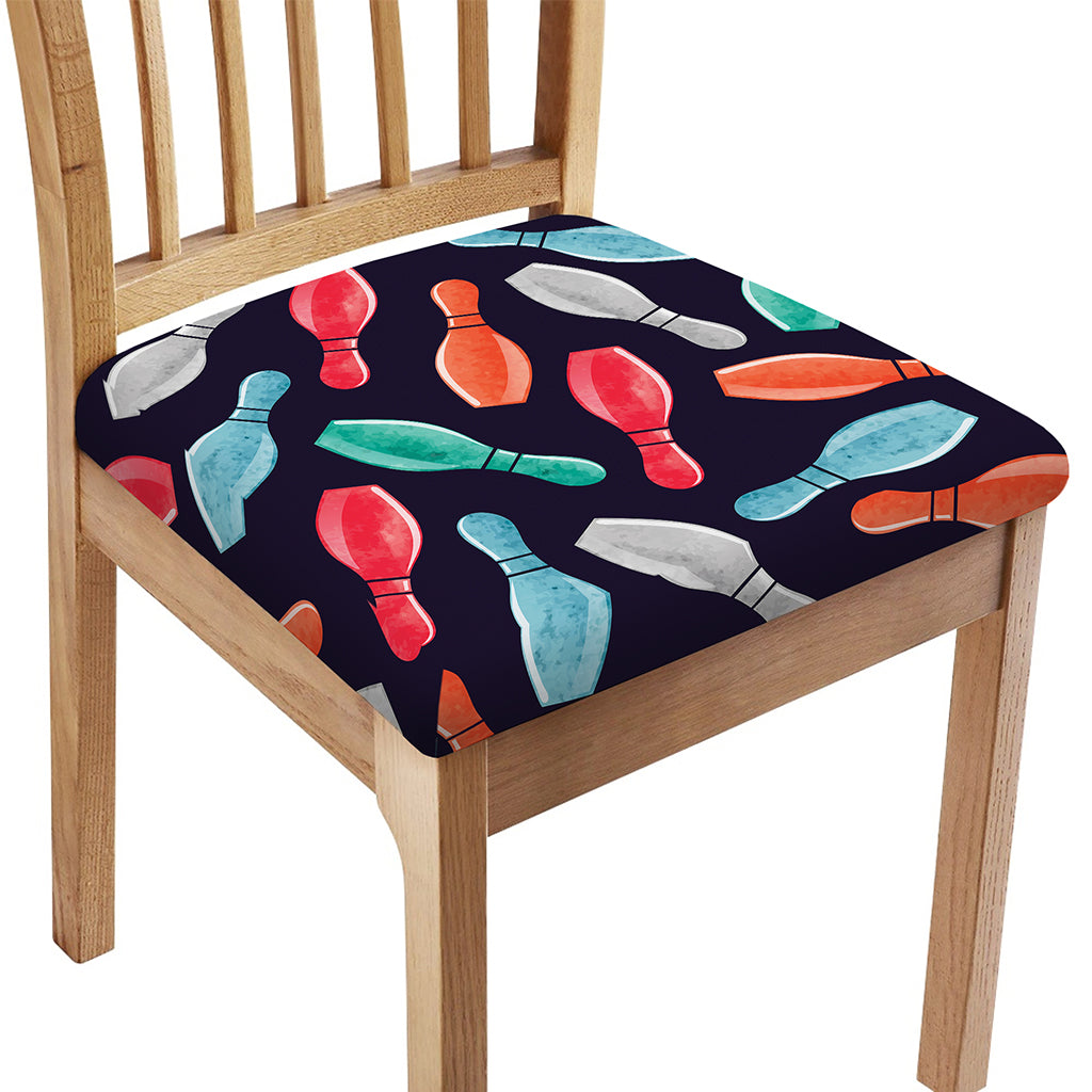 Watercolor Bowling Pins Pattern Print Chair Cushion Cover