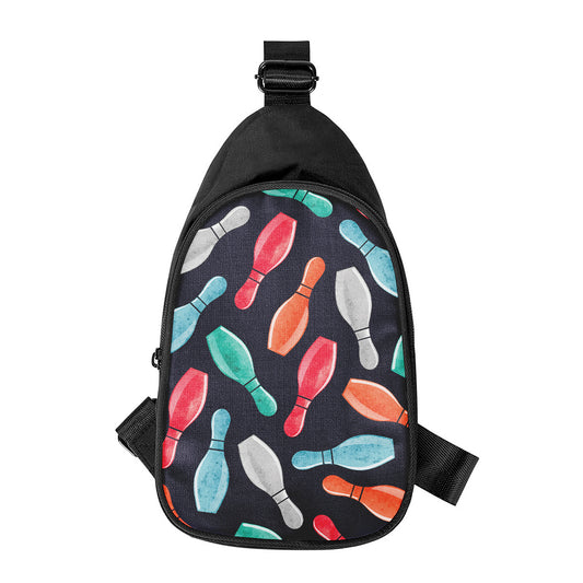 Watercolor Bowling Pins Pattern Print Chest Bag