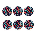 Watercolor Bowling Pins Pattern Print Coaster Set