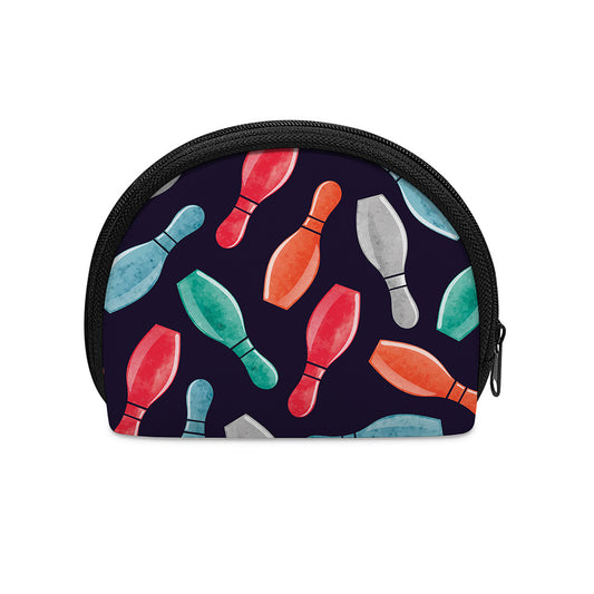 Watercolor Bowling Pins Pattern Print Coin Purse