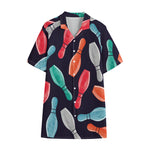 Watercolor Bowling Pins Pattern Print Cotton Hawaiian Shirt
