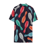 Watercolor Bowling Pins Pattern Print Cotton Hawaiian Shirt