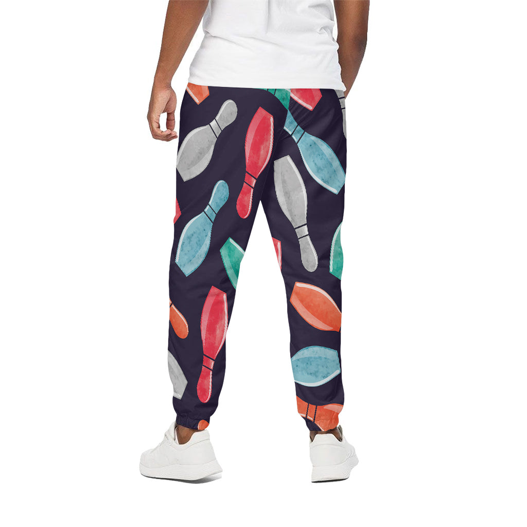 Watercolor Bowling Pins Pattern Print Cotton Pants