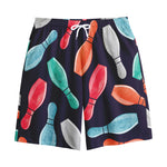 Watercolor Bowling Pins Pattern Print Cotton Shorts