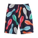 Watercolor Bowling Pins Pattern Print Cotton Shorts