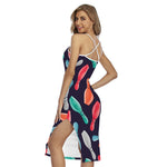 Watercolor Bowling Pins Pattern Print Cross Back Cami Dress