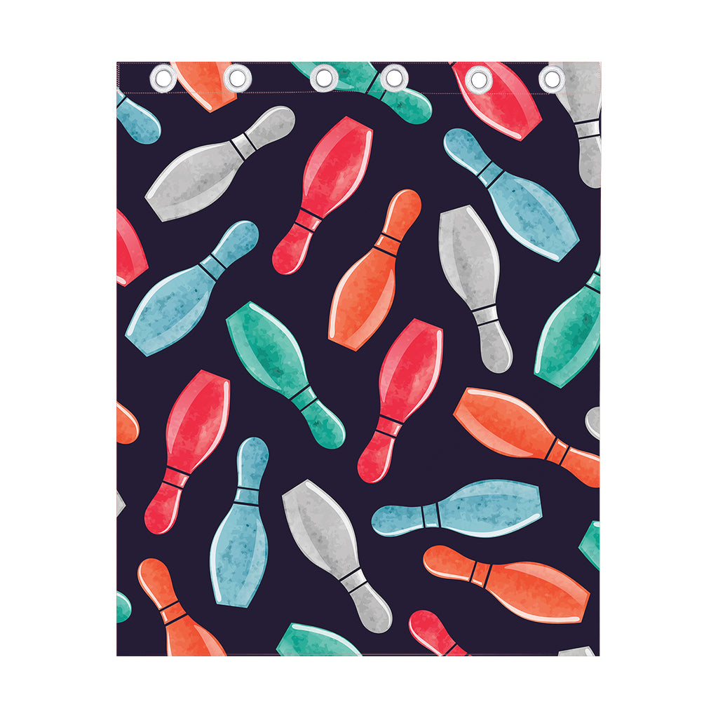 Watercolor Bowling Pins Pattern Print Curtain