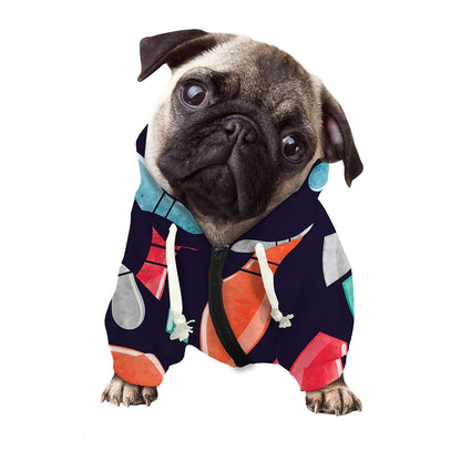Watercolor Bowling Pins Pattern Print Dog Zip Up Hoodie