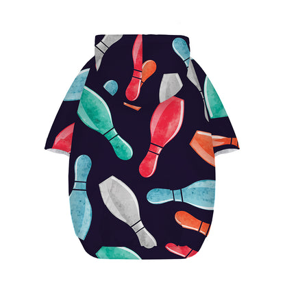 Watercolor Bowling Pins Pattern Print Dog Zip Up Hoodie