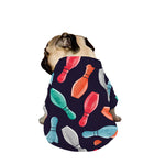 Watercolor Bowling Pins Pattern Print Dog Zip Up Jacket