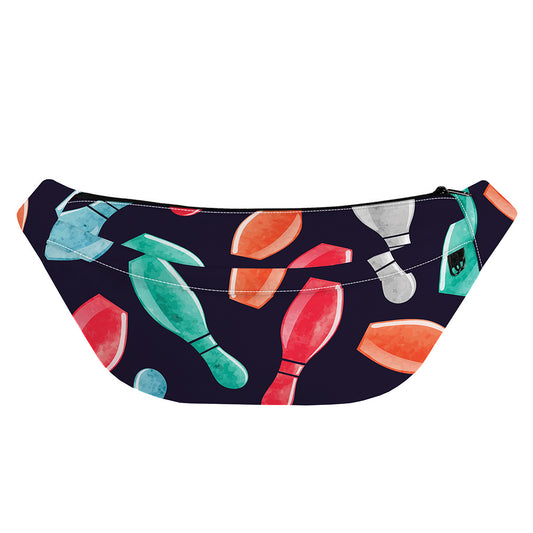 Watercolor Bowling Pins Pattern Print Fanny Pack