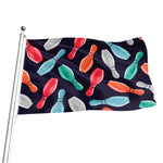 Watercolor Bowling Pins Pattern Print Flag