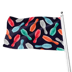 Watercolor Bowling Pins Pattern Print Flag