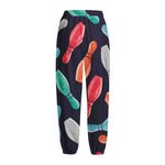 Watercolor Bowling Pins Pattern Print Fleece Lined Knit Pants