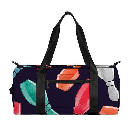 Watercolor Bowling Pins Pattern Print Gym Bag