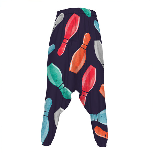 Watercolor Bowling Pins Pattern Print Hammer Pants