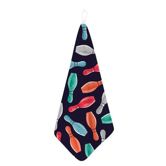 Watercolor Bowling Pins Pattern Print Hand Towel