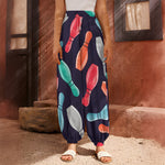 Watercolor Bowling Pins Pattern Print Harem Pants