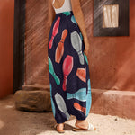 Watercolor Bowling Pins Pattern Print Harem Pants