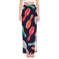 Watercolor Bowling Pins Pattern Print High Slit Maxi Skirt