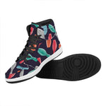 Watercolor Bowling Pins Pattern Print High Top Leather Sneakers