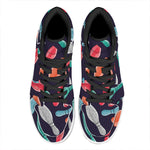 Watercolor Bowling Pins Pattern Print High Top Leather Sneakers